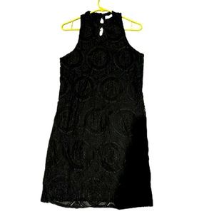 Love, Fire Black Halter Lace Keyhole Lace Mini/Midi Dress L
